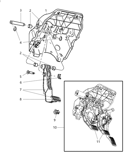 2008 Dodge Ram 2500 Pedal And Pad Clutch Diagram for 52009944AC