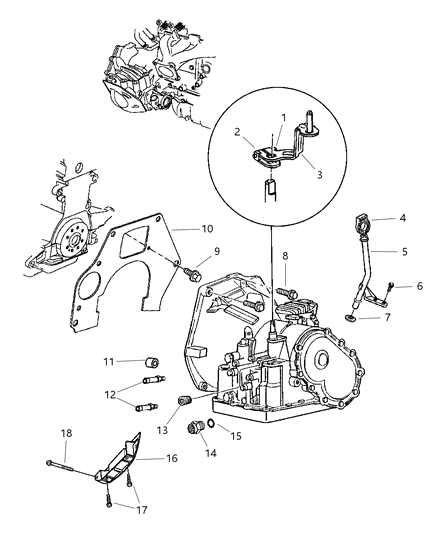 2002 Dodge Caravan Transaxle Mounting & Miscellaneous Parts Diagram 1 - Thumbnail