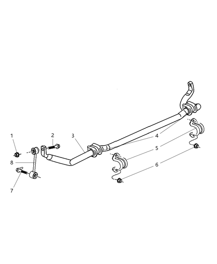 2007 Dodge Nitro Stabilizer Bar Bushing, Front Diagram for 52125323AC
