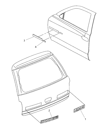 2000 Dodge Durango Decals Diagram