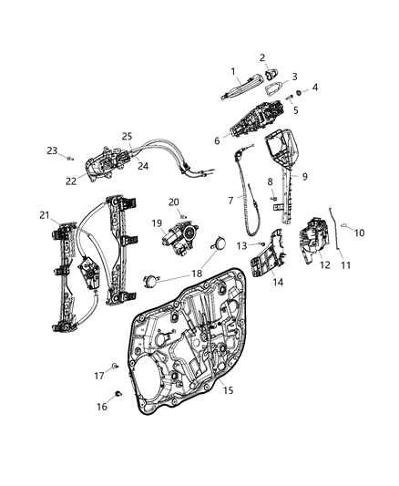 2021 Jeep Compass Front Door, Hardware Components Diagram
