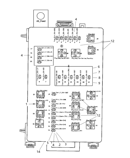 2012 Dodge Challenger Power Distribution Center Diagram for 68105528AA