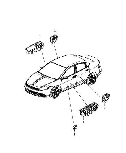 2013 Dodge Dart Switches - Door Locks, Windows, Mirrors And Fuel Door Diagram