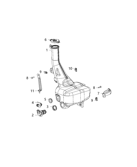 2018 Dodge Charger Sensor, Reservoir & Windshield Washer Diagram 1 - Thumbnail