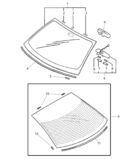 2003 Chrysler Sebring Mirror Inside Diagram for MR975748
