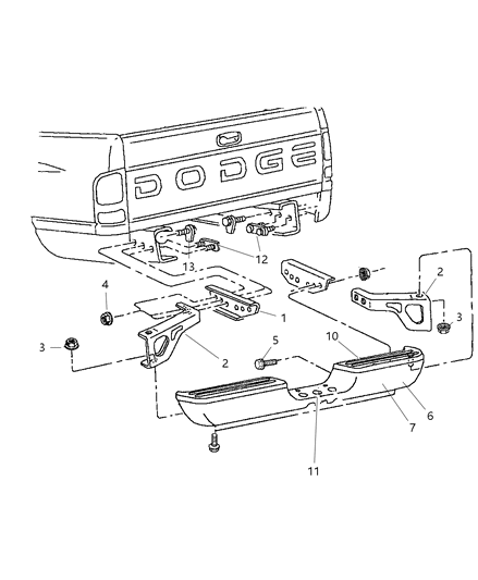 1998 Dodge Ram 3500 Regular Cab Bumper, Rear Diagram
