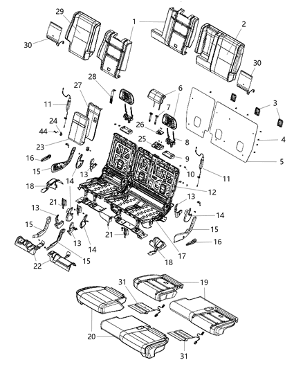 2012 Jeep Grand Cherokee Rear Seat - Split Seat Diagram 2 - Thumbnail