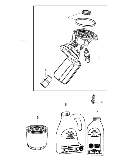 2011 Ram 3500 Cab Chassis Engine Oil , Engine Oil Filter And Adapter Diagram 1 - Thumbnail