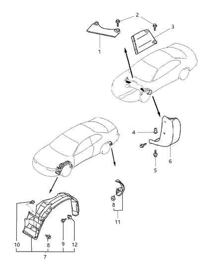 2000 Chrysler Sebring Fender Liner Diagram for MR162884