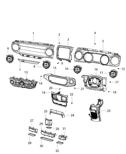 2021 Jeep Wrangler Instrument Panel - Trim Diagram 2 - Thumbnail