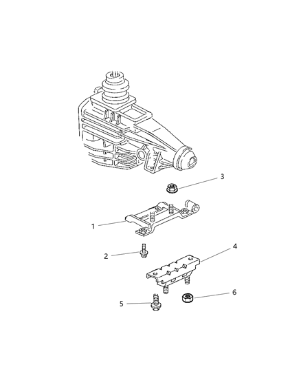 2000 Dodge Ram 2500 Regular Cab Engine Mounting, Rear Diagram 1 - Thumbnail