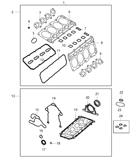 2020 Ram 3500 Cab Chassis(<10K lb.) Engine Gasket/Install Kits Diagram