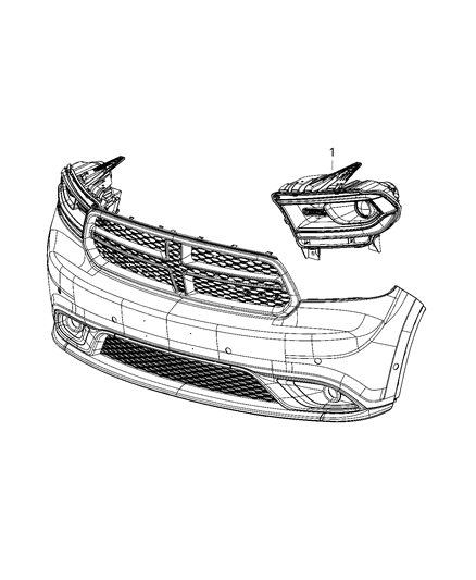 2021 Dodge Durango Lamps, Front Diagram 1 - Thumbnail