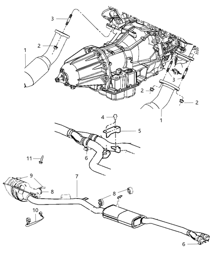 2010 Dodge Challenger Pipe And Converter Front Diagram for 68059502AA