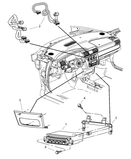 2004 Dodge Stratus Bezel Compact Disc Changer Diagram for SZ19ZP7AC