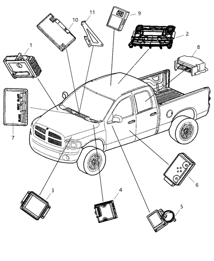 2005 Dodge Ram 1500 Control Module Diagram for 5134733AB