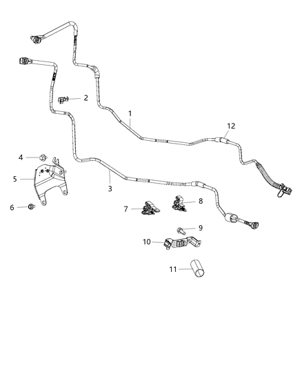 2020 Ram 3500 Cab Chassis(<10K lb.) Fuel Lines/Tubes, Front Diagram