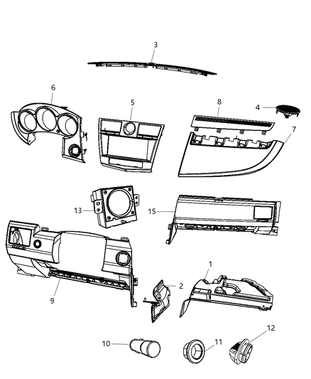 2008 Chrysler Sebring Cluster Bezel, Slate Gray Diagram for YH181DHAD