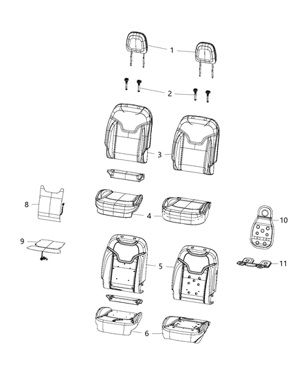 2020 Jeep Compass Sleeve Headrest Diagram for 6DQ65DX9AC
