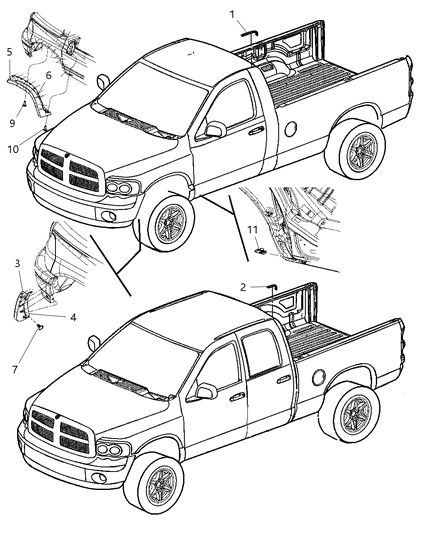 2008 Dodge Ram 4500 Corner Molding, Driver Side Diagram for 55277351AA