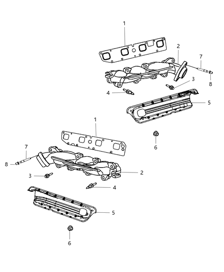 2009 Dodge Challenger Exhaust Manifolds & Heat Shields Diagram 3 - Thumbnail