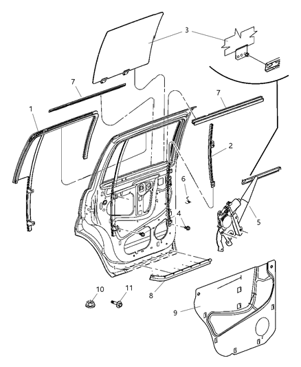 2005 Dodge Durango Seal Rear Door Outer Belt Diagram for 55362204AD