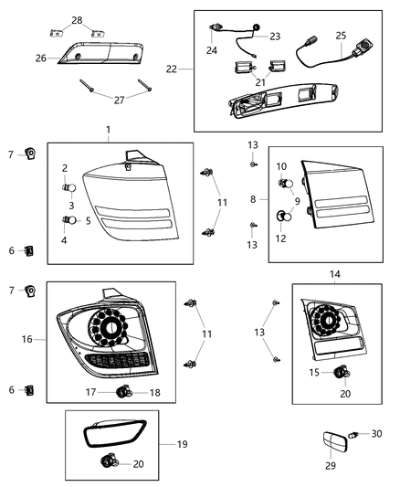 2013 Dodge Journey Backup Lamp Bulb Socket Diagram for 68036503AA