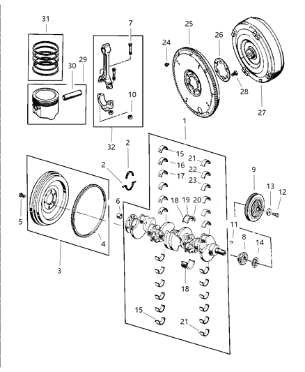 2000 Jeep Wrangler Crankshaft , Piston & Torque Converter Diagram 2 - Thumbnail
