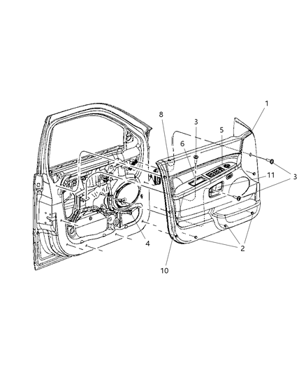 2009 Jeep Grand Cherokee Armrest Front Door Trim Diagram for 1PE90BD1AA