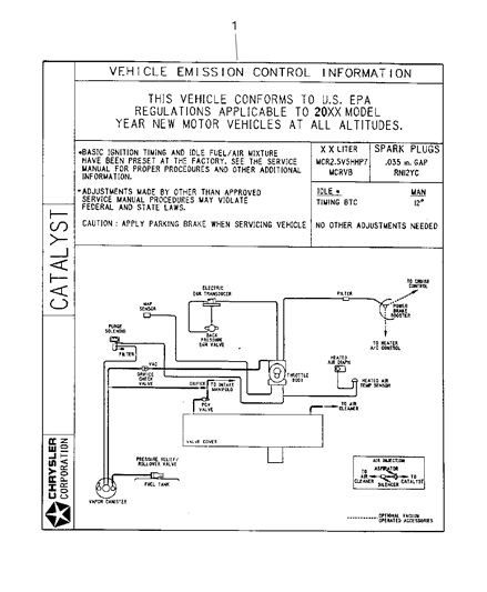 2003 Dodge Stratus Emission Label Diagram for 4578104AA