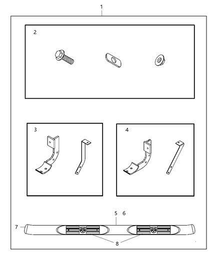 2007 Dodge Ram 3500 Cab Chassis Tubular Side Step Diagram 1 - Thumbnail