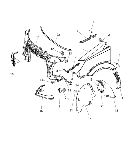 2007 Dodge Sprinter 2500 Outer Fender & Front End Diagram