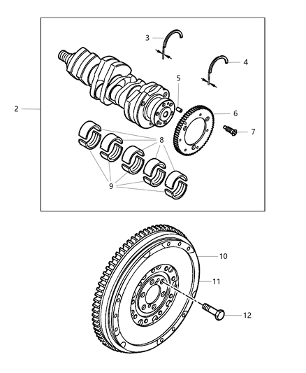 2013 Dodge Journey Crankshaft , Crankshaft Bearings , Damper And Flywheel Diagram 1 - Thumbnail