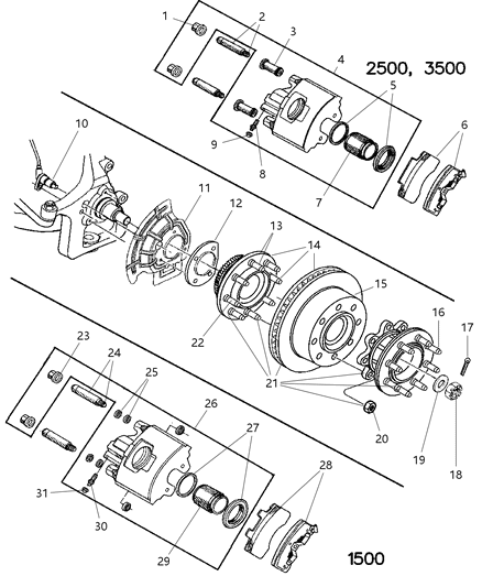 1998 Dodge Ram 3500 Regular Cab Front Brakes Diagram 2 - Thumbnail