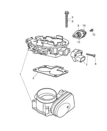 2005 Dodge Ram 1500 Gasket Throttle Body To Intake Diagram for 5037191AB
