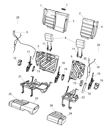 2012 Jeep Wrangler Rear Seat - Split Seat Diagram 3 - Thumbnail