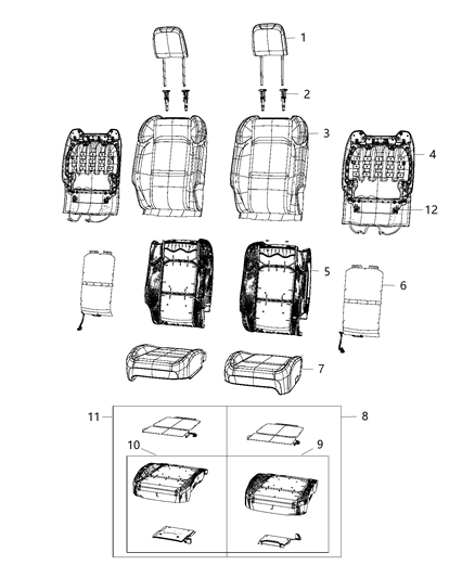 2018 Jeep Wrangler All-new Model Front Seat - Bucket Diagram 5 - Thumbnail