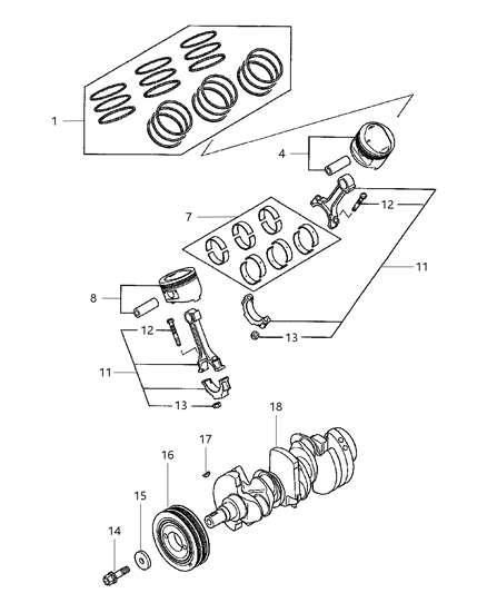 1998 Chrysler Sebring Coupe Crankshaft , Piston , Drive Plate & Torque Converter Diagram 2 - Thumbnail