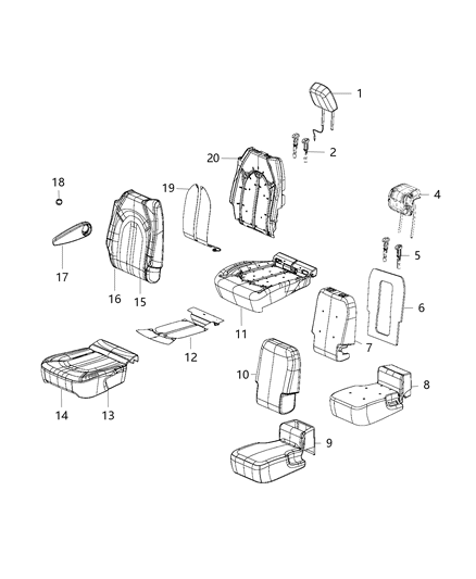 2017 Chrysler Pacifica Armrest Second Row Diagram for 5SK821L8AC