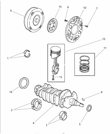 1997 Chrysler Cirrus Crankshaft , Piston And Torque Converter Diagram 1 - Thumbnail