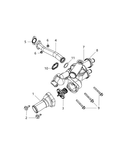2010 Chrysler Sebring Thermostat & Related Parts Diagram 2 - Thumbnail