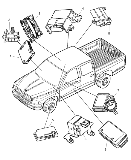 2005 Dodge Dakota Module Occupant Restraint Diagram for 56043275AH