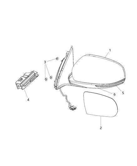 2019 Jeep Cherokee Mirror Outside Rearview Complete Assembly Diagram for 1VZ58GW7AD