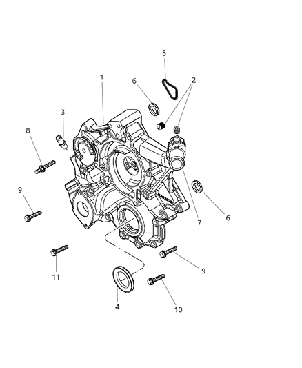 2004 Dodge Durango Timing Cover & Related Parts Diagram 2 - Thumbnail