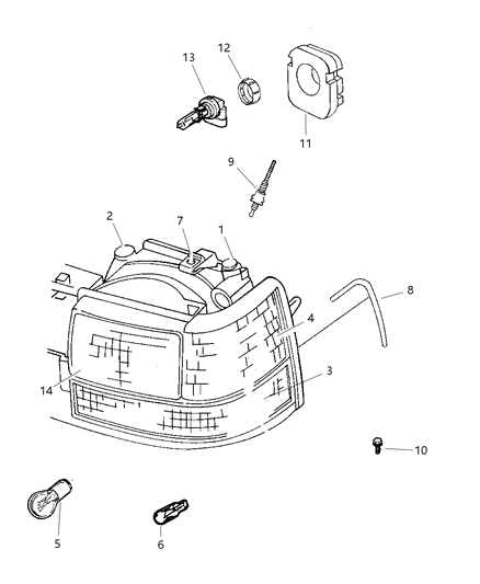 1997 Jeep Grand Cherokee Turn Signal Lamp Diagram for 56005099AB