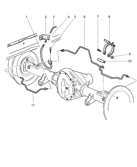 2000 Dodge Ram 2500 Regular Cab Lines & Hoses, Brake, Rear Diagram