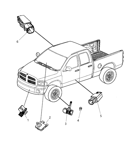 2009 Dodge Dakota Sensors Body Diagram