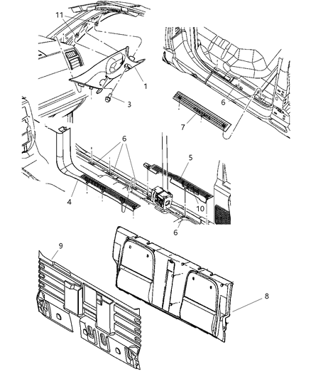 2011 Ram Dakota Interior Moldings And Pillars Diagram 1 - Thumbnail