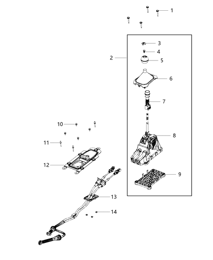 2020 Jeep Compass Knob Manual Transmission Shifter Diagram for 5VU20SLUAB
