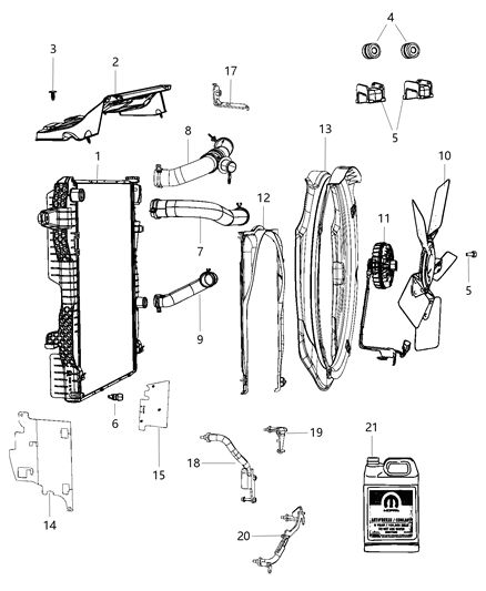 2013 Ram 3500 Pickup Radiator & Related Parts Diagram 2 - Thumbnail